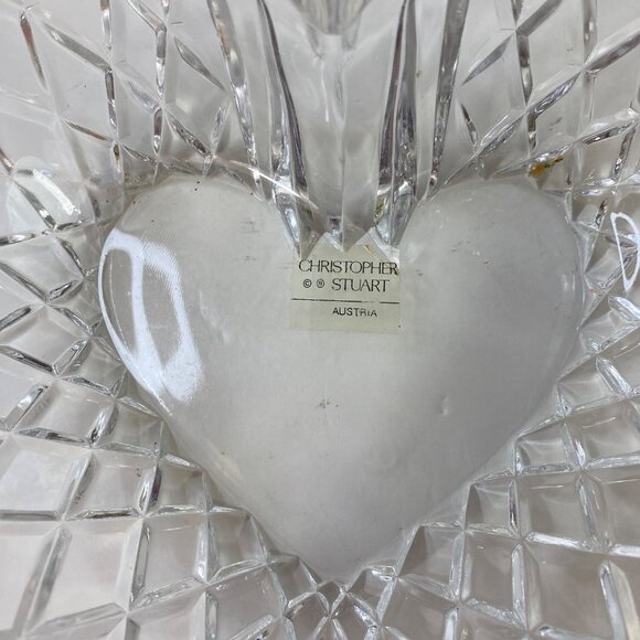 Christopher Stuart Heart Shaped Crystal Decorative Textured Candy Trinket Dish - Picture 3 of 8